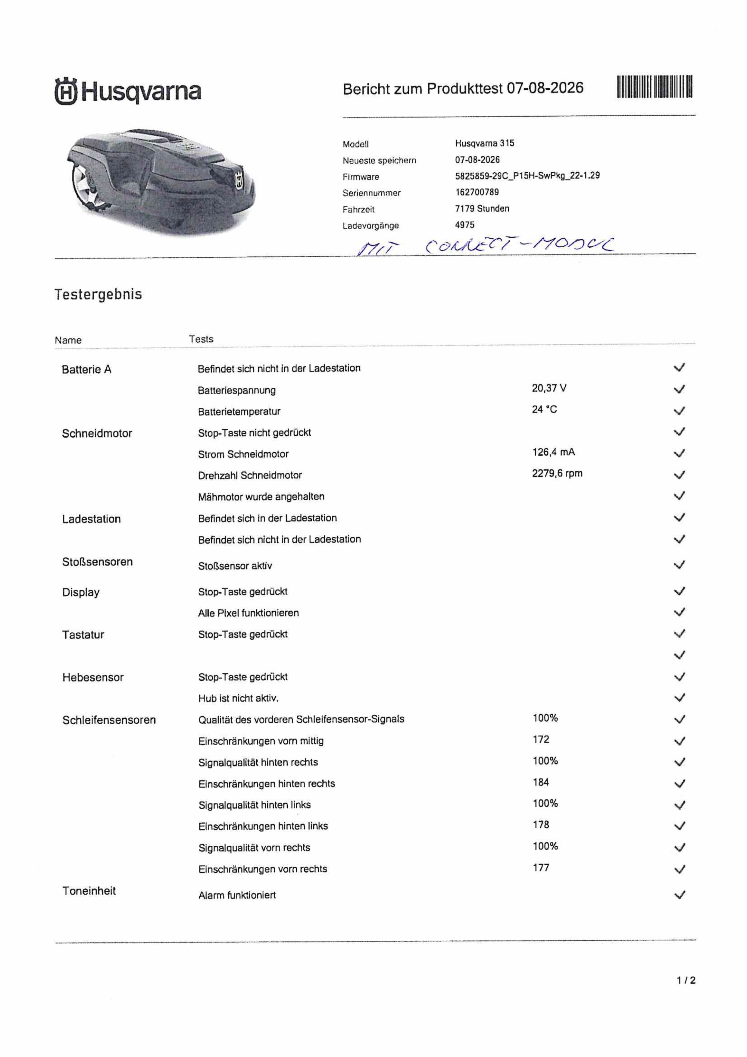 Husqvarna Automower 315 inkl. Connect-Modul - gebraucht - BJ2016 - Einsatzstunden 7179 - Marienkäferdesign