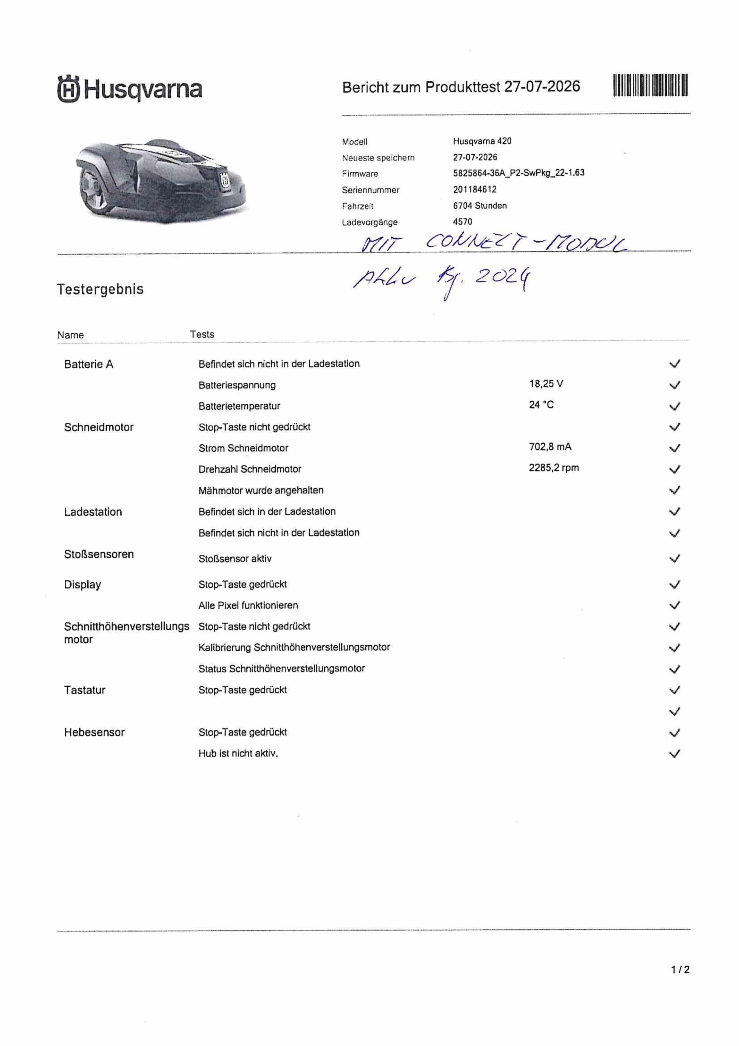 Husqvarna Automower 420 - gebraucht - BJ2020 - Einsatzstunden 6704