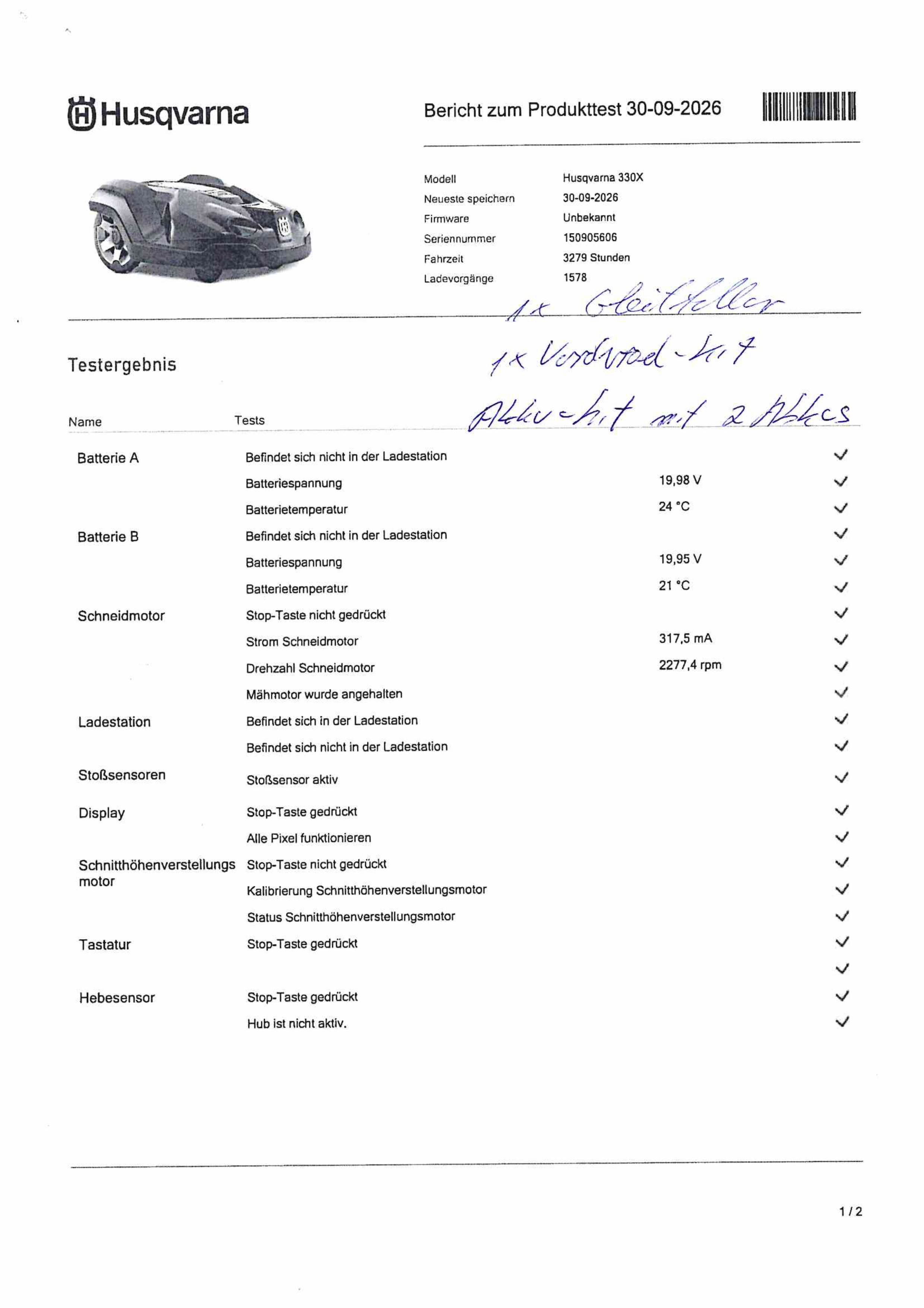 Husqvarna Automower 330X gebraucht - inkl. Connect-Modul - BJ2015 - Akkus neu
