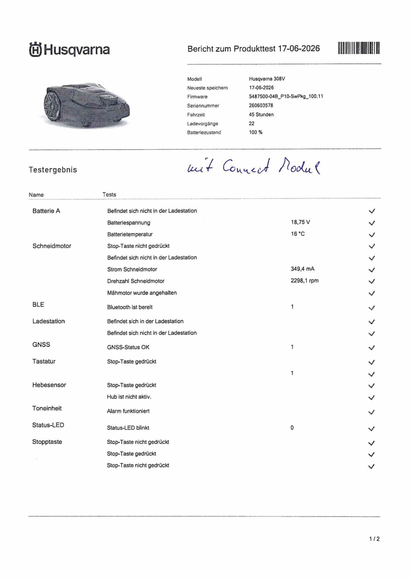 Husqvarna Automower 308V GPS